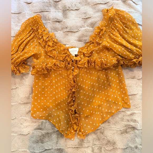 Sezane Wood Top Saffron Polka Dot 34 2 - Picture 7 of 8
